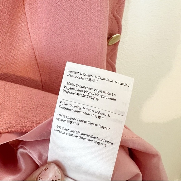 Escada Dascalopa Scalloped Pink Wool Midi Dress Button Size 44 - Picture 4 of 5